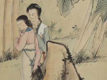 3 Paintings with Depictions of Noble Ladies by 
																			 Wang Jilian