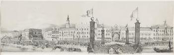 Linz am 21. April 1854-22. April 1854 (1); Die Erwartung (2); Die Ankunft (3); Der Einzug (4); Der Abschied (5) by 
																			Josef Edelbacher