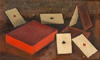 Still Life with Playing Cards by 
																	Karel Ruzicka-Rodon