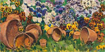 Pansies with Flower Pots by 
																			Kolo Moser