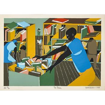 The Library by 
																			Jacob Lawrence