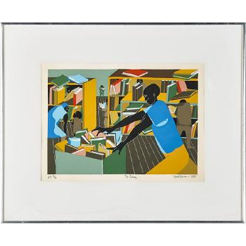 The Library by 
																			Jacob Lawrence