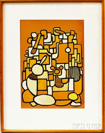 Abstract Composition in Yellow and Tan by 
																	Alfred Olschewski
