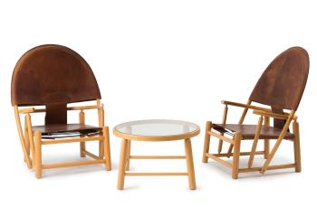 Two 'G23' armchairs and a side table by 
																			Piero Palange