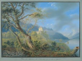 Vue du chateau de Chatelar sur le lac de Genève by 
																	Emanuel Labhardt