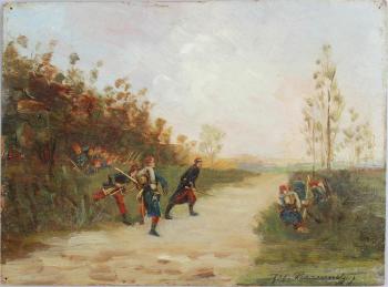 French Troops from the Franco Prussian War by 
																			Henri Charles Etienne Dujardin-Beaumetz