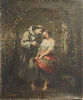 Moine et jeune fille by 
																	Charles Voillemot