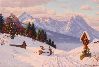 Prachtvolle Hochgebirgslandschaft im Winter by 
																			Fritz Muller-Landeck
