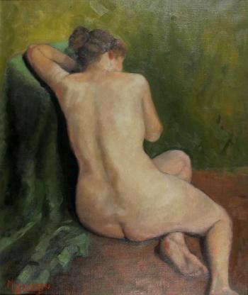 Sitzender weiblicher Rückenakt by 
																	Maurice Jansegers
