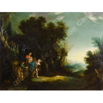 Coppia di dipinti raffiguranti paesaggi by 
																	Jan Thomas van Yperen