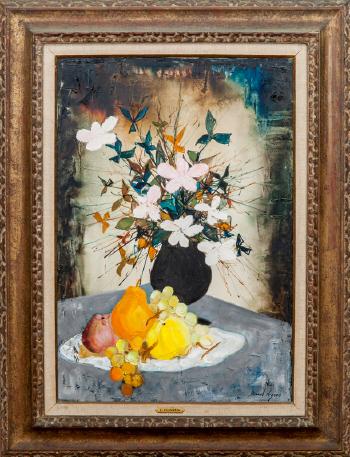 Still Life with Flowers and Fruit by 
																			Bernard Lignon