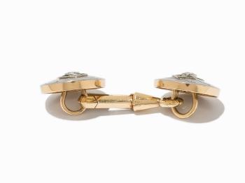 A Pair of Cufflinks with Emeralds and Diamonds by 
																			 A E Kochert