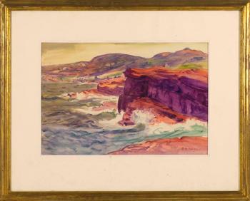 Coastal seascape, possibly Monhegan Island by 
																			Dodge Macknight