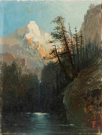 Mountain landscape, likely Yosemite by 
																			Henry Arthur Elkins