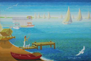Harbor Scene in Destin, Florida by 
																			Joyce Van Tassel Page