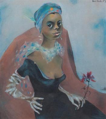 Lady with Pink by 
																	Karl Priebe