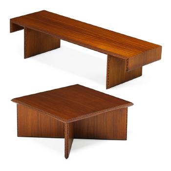 Coffee table and side table by 
																			Frank Lloyd Wright