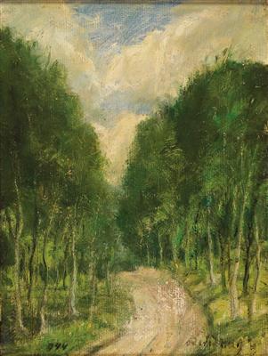 A forest road by 
																	Gyula Rudnay