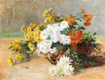 Bouquet of Flowers in a Basket by 
																			Louis Letsch