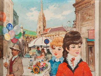 Girls in Front of St. Stephen's Cathedral by 
																			Antal Jancsek