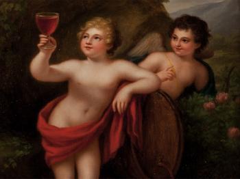 Cupid and Bacchus by 
																			Traugott Leberecht Pochmann