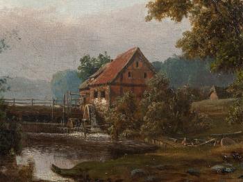 Water Mill in the Forest by 
																			Johann Harmsen