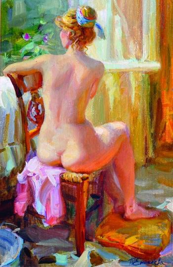 A Naked Girl, Seated in a Interior by 
																			Tatyana Yenikeyeva