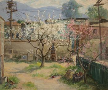 Beauty and the Beast, view of a Southern California backyard by 
																			Alfred J Dewey