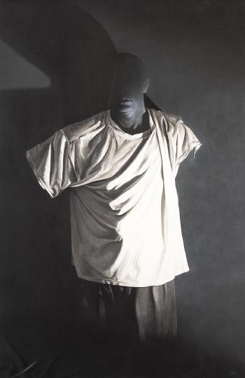 Self Portrait in Da Vinci T-Shirt 2003 by 
																	Greg Warburton