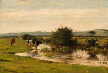 Cows by a brook in Dekkersduin by 
																	Willem Carel Nakken