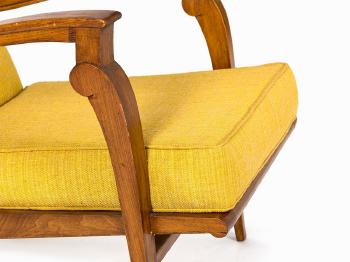Pair Armchairs with Yellow Fabric Cover by 
																			Roger Landault