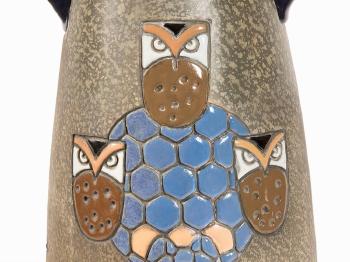 Large Handle Vase with Owls by 
																			 Amphora Werke Reissner