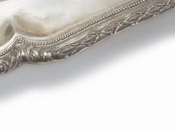 Large Silver Platter with Chiseled Décor by 
																			 H J Wilm