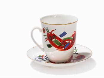 Cup and Saucer by 
																			 National Porcelain Manufactory Leningrad