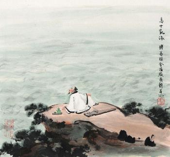 Scholar watching the sea by 
																	 Fu Yiyao