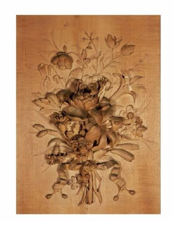 Bouquet de fleurs, lys, pavots, anémones et renoncules reliées par un noeud de ruban by 
																	Aubert Henri Joseph Parent