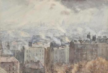 View of Paris with Sacre Coeur in the distance by 
																	Ernest Procter