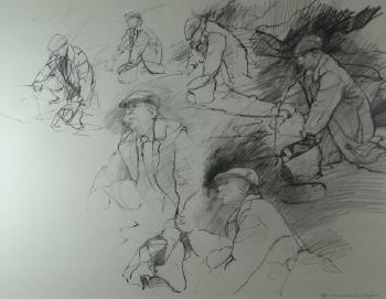 Series of sketches of Sir Kyffin Williams by 
																	David Carpanini