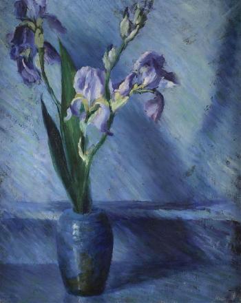 Irises in the vase by 
																	Katherine Maccausland