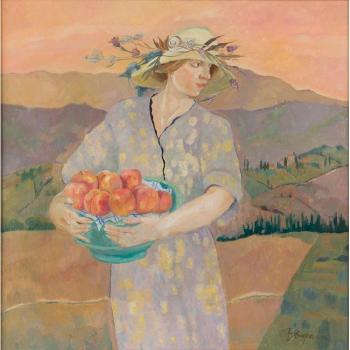 Girl with peaches, Tuscany by 
																			Brenda Lenaghan