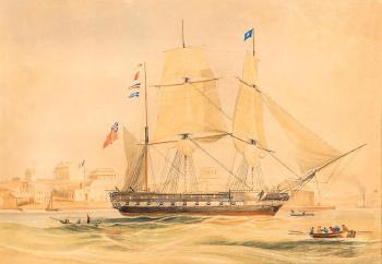 The Ann, bound for Calcutta, off Millers Point, Sydney, 13th August 1845 by 
																	Frederick Garling