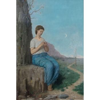 Jeune fille effeuillant une marguerite by 
																	Jules Alexandre Gamba de Preydour