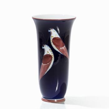 A Cobalt Blue Grounded Vase with Doves by 
																			Siegmund Schutz