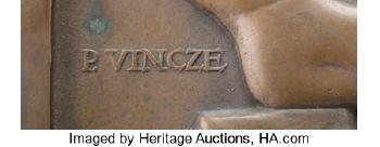 A P. Vincze Art Deco Patinated Bronze Bacchanalia Plaque by 
																			P Vincze