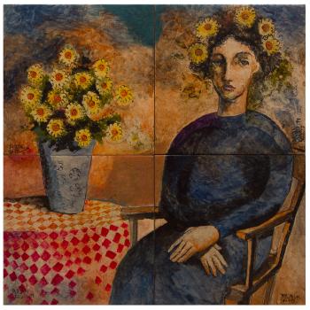 Untitled (Woman with flowers) by 
																	Brian Uhing