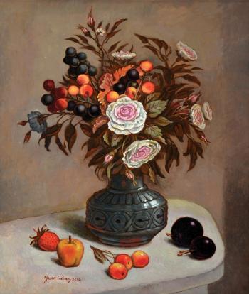 Flower Vase and Fruit by 
																	Yacov Gabay