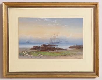 Tall ship entering the harbour by 
																			Anthony Carey Stannus