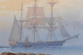 Tall ship entering the harbour by 
																			Anthony Carey Stannus