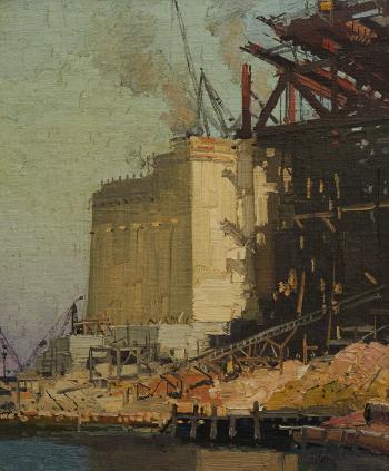 The Bridge Under Construction - Milson's Point by 
																	Herbert Reginald Gallop