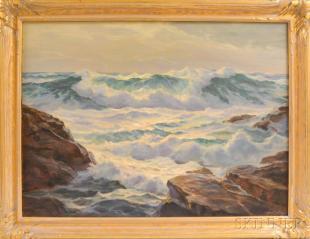 Rough Seas on a Rocky Coast by 
																	William Columbus Ehrig